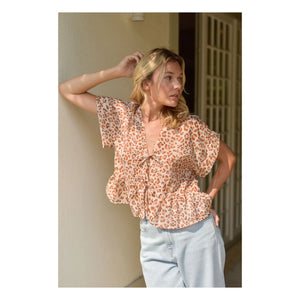 Marlot Paris - Suzon Leopard Blouse Cotton Voile - Women's Collection | Light Pink