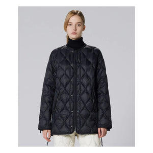 Taion - Unisex Uzun Askeri Kapitone Mont | Siyah