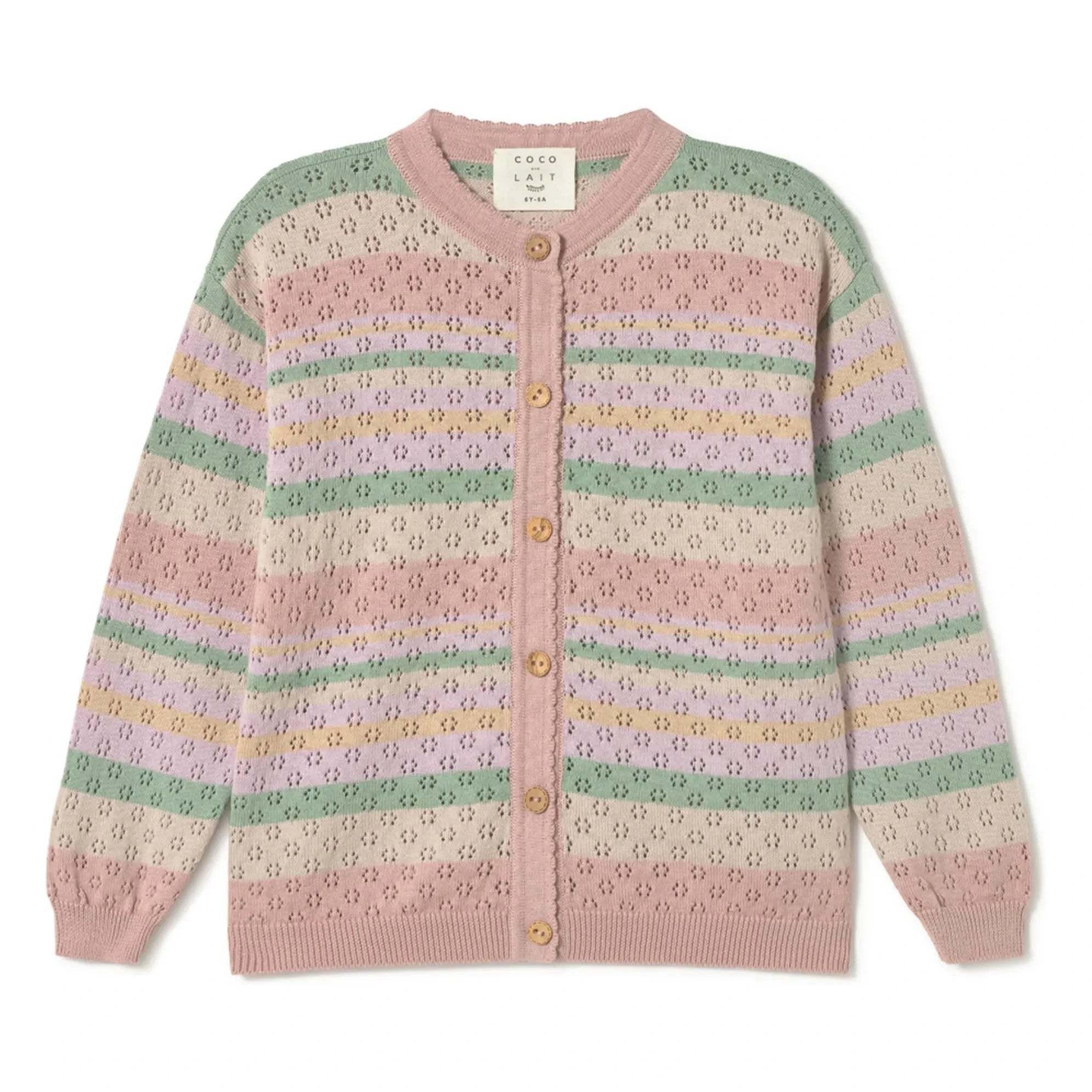 Coco au Lait - Gestreifte Strickjacke aus Bio-Baumwolle | Rosa