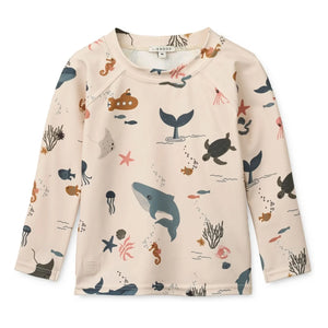 Liewood - Noah Fish UV-Protective T-Shirt Made from Recycled Fibers | Beige
