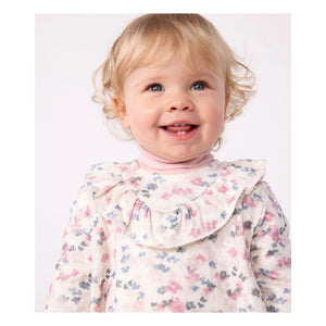 Petit Bateau - Neckholderkleid aus Bio-Baumwolle mit Blumenmuster | Ecru