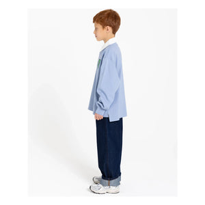 Finger in the Nose - Ezra Striped Organic Cotton Polo Shirt | Steel