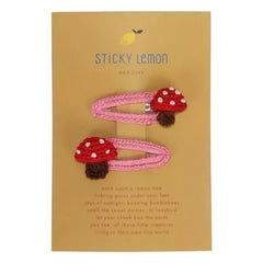 Sticky Lemon - 2'li Mantar saç tokası | Kırmızı
