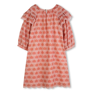 Chloé – Rüschenkleid aus Bio-Baumwolle | Pfirsich