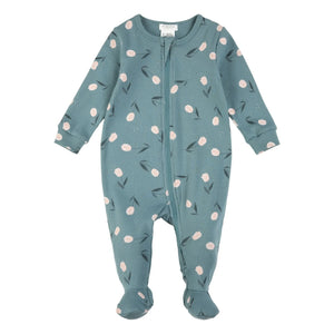 Petit Lem - Pyjama mit Blumenmuster aus Bio-Baumwolle | Blau Grün