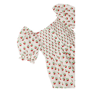 Fabula - Cherry Bubble Balloon Sleeve Dress | White