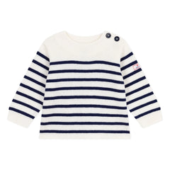 Petit Bateau - Marinière Logo Wool Sweater | White