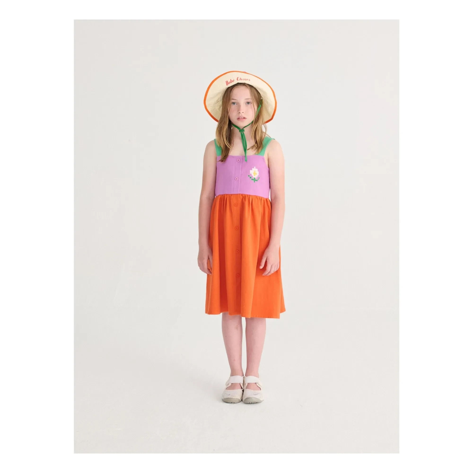 Bobo Choses - Color Block Organic Cotton Dress | Orange