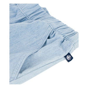 Petit Bateau - Açık Mavi Denim Chambray Organik Pamuk Şort