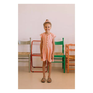 Studio Bohème - Loulou Çizgili Organik Pamuk Havlu Tulum | Pembe