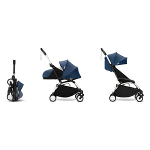 Stokke® - YOYO³ Kinderwagen komplett 0+ und 6+ Weißes Gestell | Air France Blau