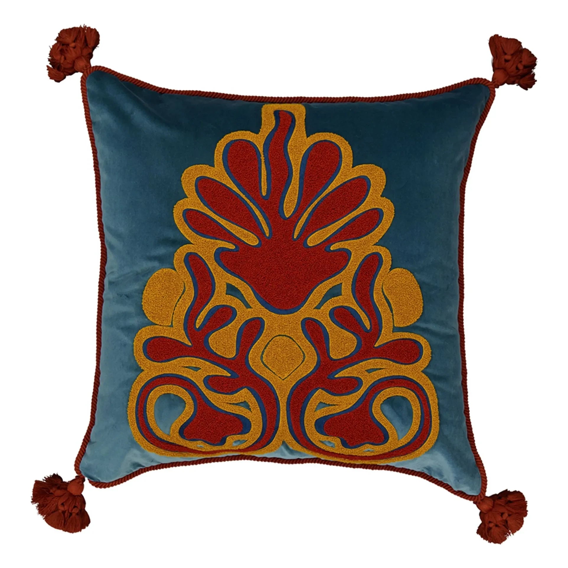 House of Capricorn - Afonso besticktes Samtkissen | Blau