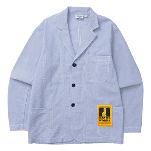 Service Works - Seersucker Gestreifte Jacke | Hellblau