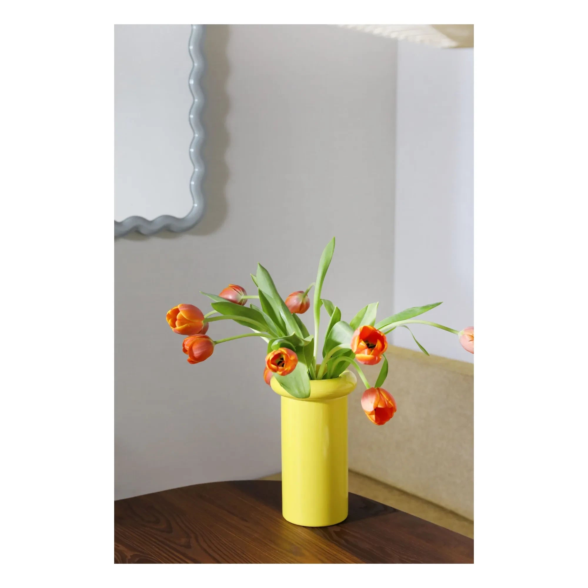 &Klevering - Turban Keramikvase aus Stein | Gelb