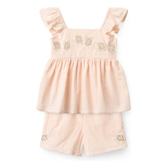 Copenhagen Colors - Organic Cotton Striped Summer Top and Shorts Set | Lychee Pink