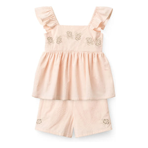 Copenhagen Colors - Organic Cotton Striped Summer Top and Shorts Set | Lychee Pink
