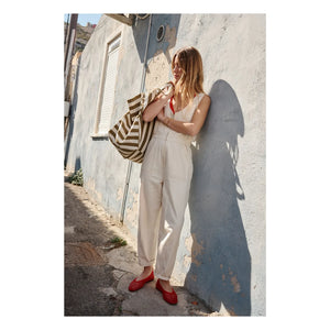 Rose in April - Elisa Striped Tote Bag | Olive