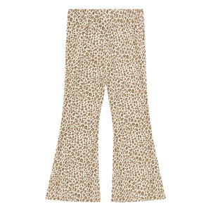 Tinycottons - Ripp-Schlaghose aus Bio-Baumwolle mit Leopardenmuster | Beige