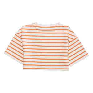 Maison Mangostan – Gestreiftes Crop-T-Shirt | Orange