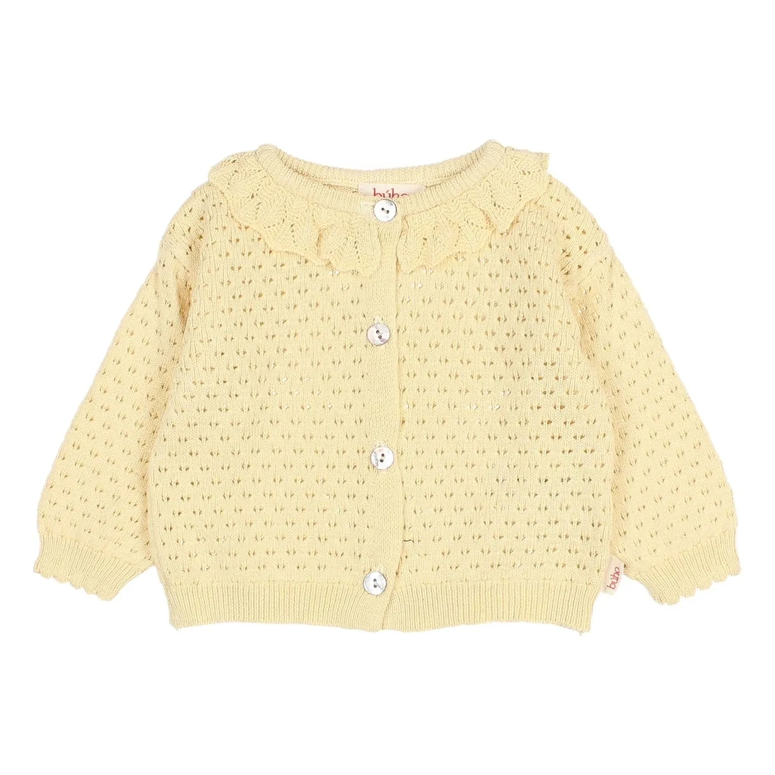 Búho - Pointelle Boho Organic Cotton Cardigan | Yellow