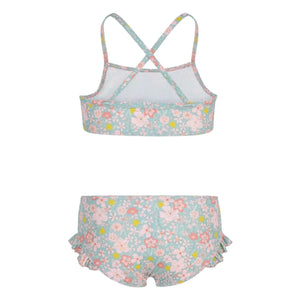 Petit Bateau - 2 Parça Mayo Çiçekli Fırfırlı | Gri mavi