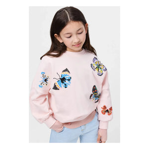 Molo - Marika Schmetterlinge Bio-Baumwoll-Sweatshirt | Hellrosa