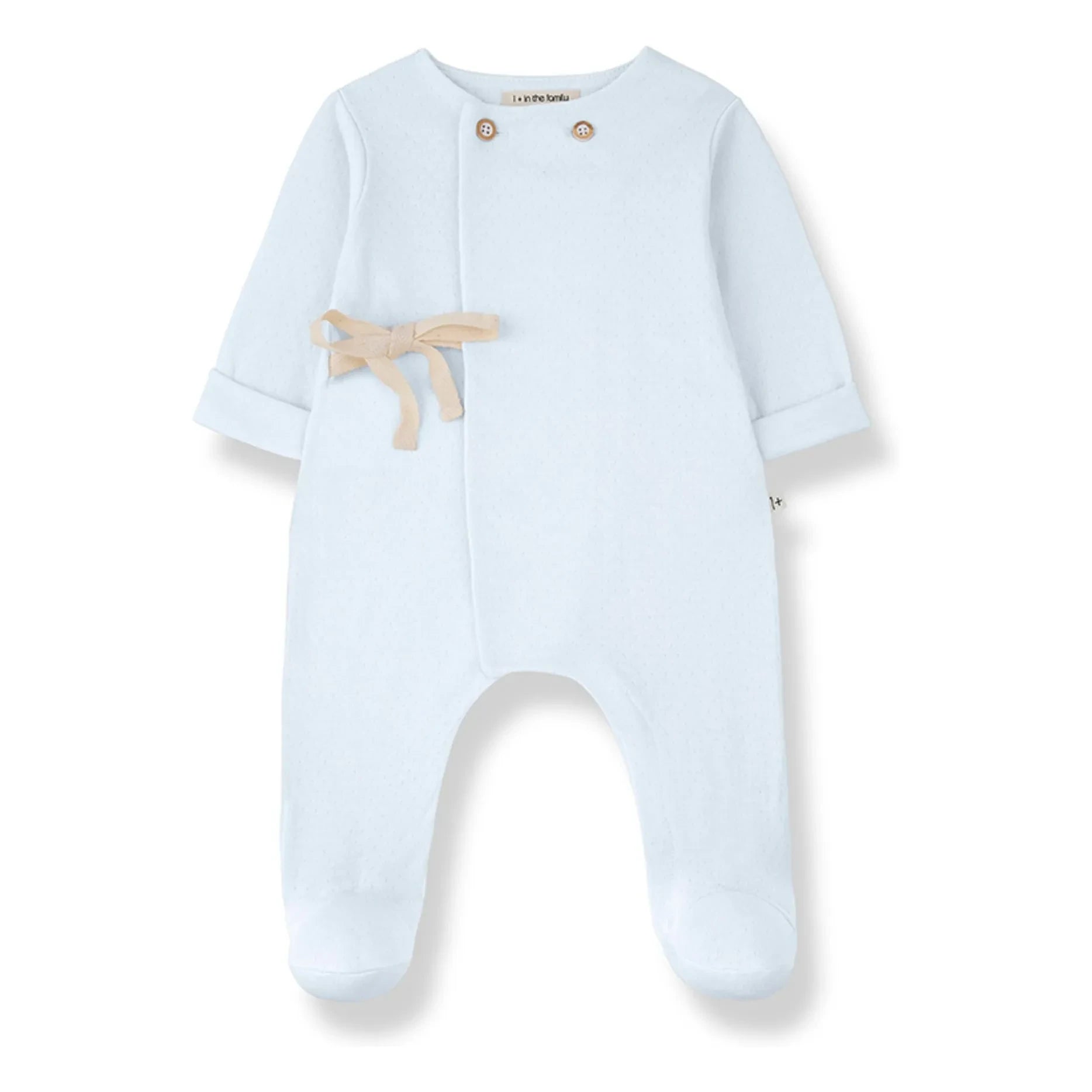 1+ in the family - Pointelle Baptiste Romper | Light Blue