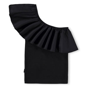 Molo - Rebecca Top Asymmetrische Rüschen Bio-Baumwolle | Schwarz