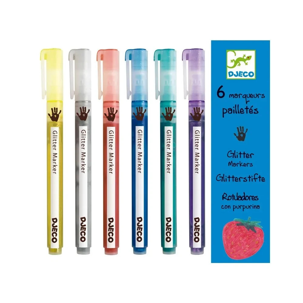 Djeco - 6 Glitzer-Filzstifte