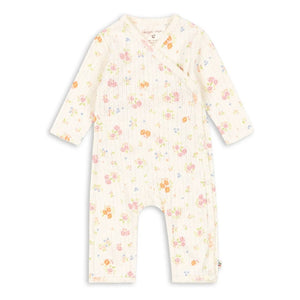 Konges Sløjd - Minnie Overall mit Blumenmuster aus Bio-Baumwolle | Ecru