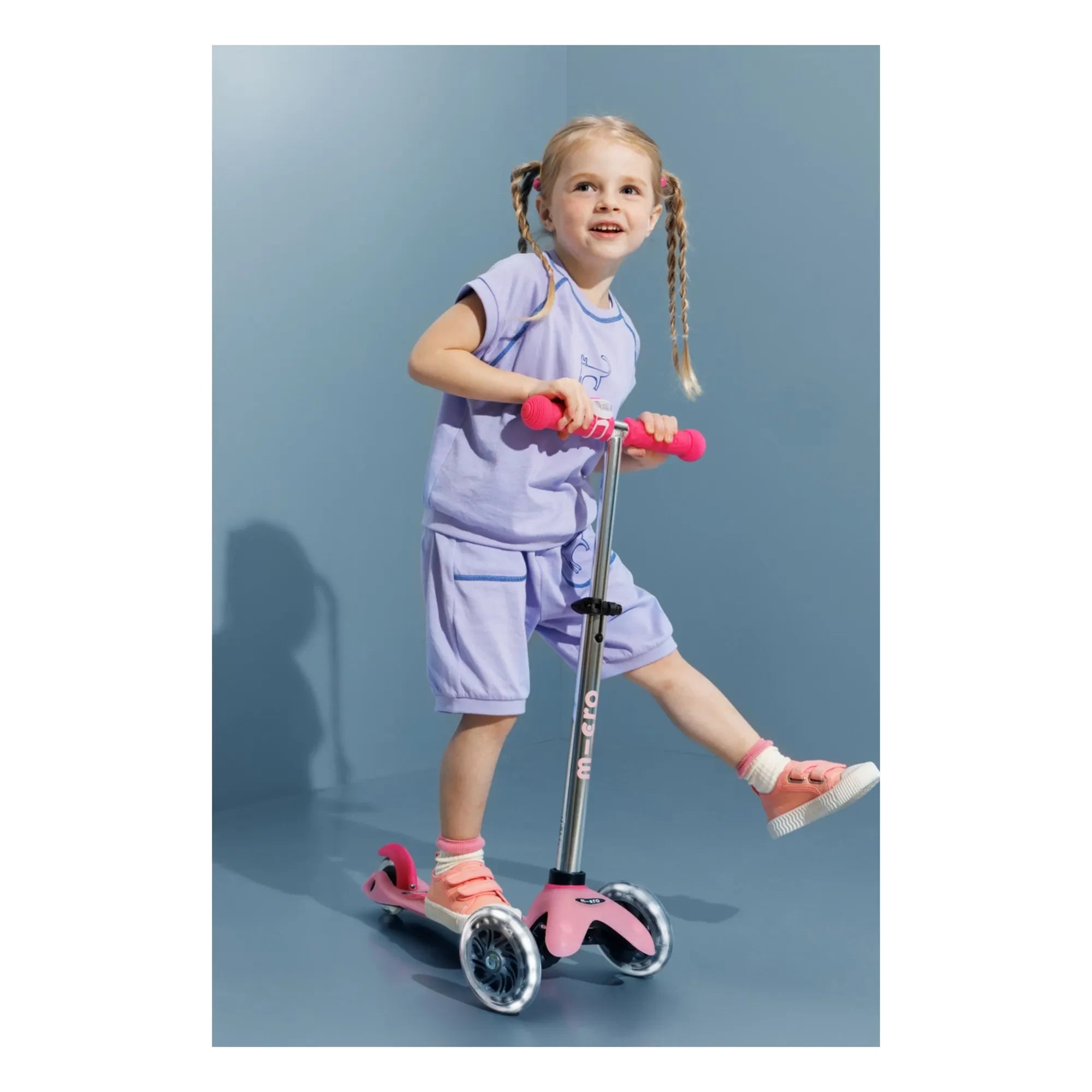 Micro - Mini LED Fosforlu Scooter | Pembe