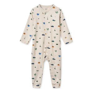 Liewood - Pyjamas Birk Bateaux Organik Pamuk | Bej