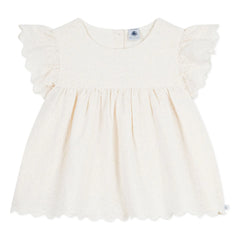 Petit Bateau - Broderie Anglaise Bluz Organik Pamuk | Ekru