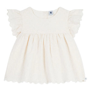 Petit Bateau - Broderie Anglaise Bluz Organik Pamuk | Ekru