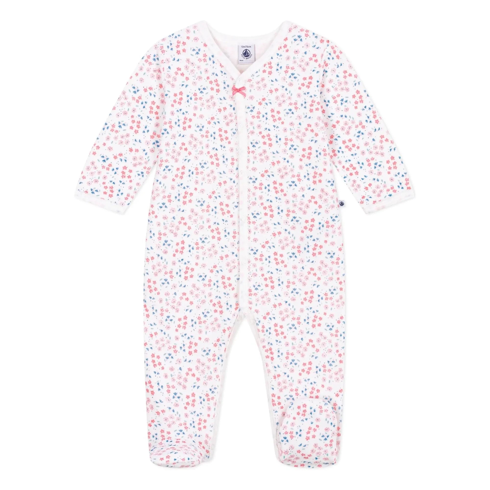 Petit Bateau - Dors Bien Fleuri Kadife Pijama | Beyaz