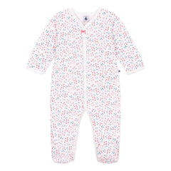 Petit Bateau - Floral Fleece Sleep Suit | White