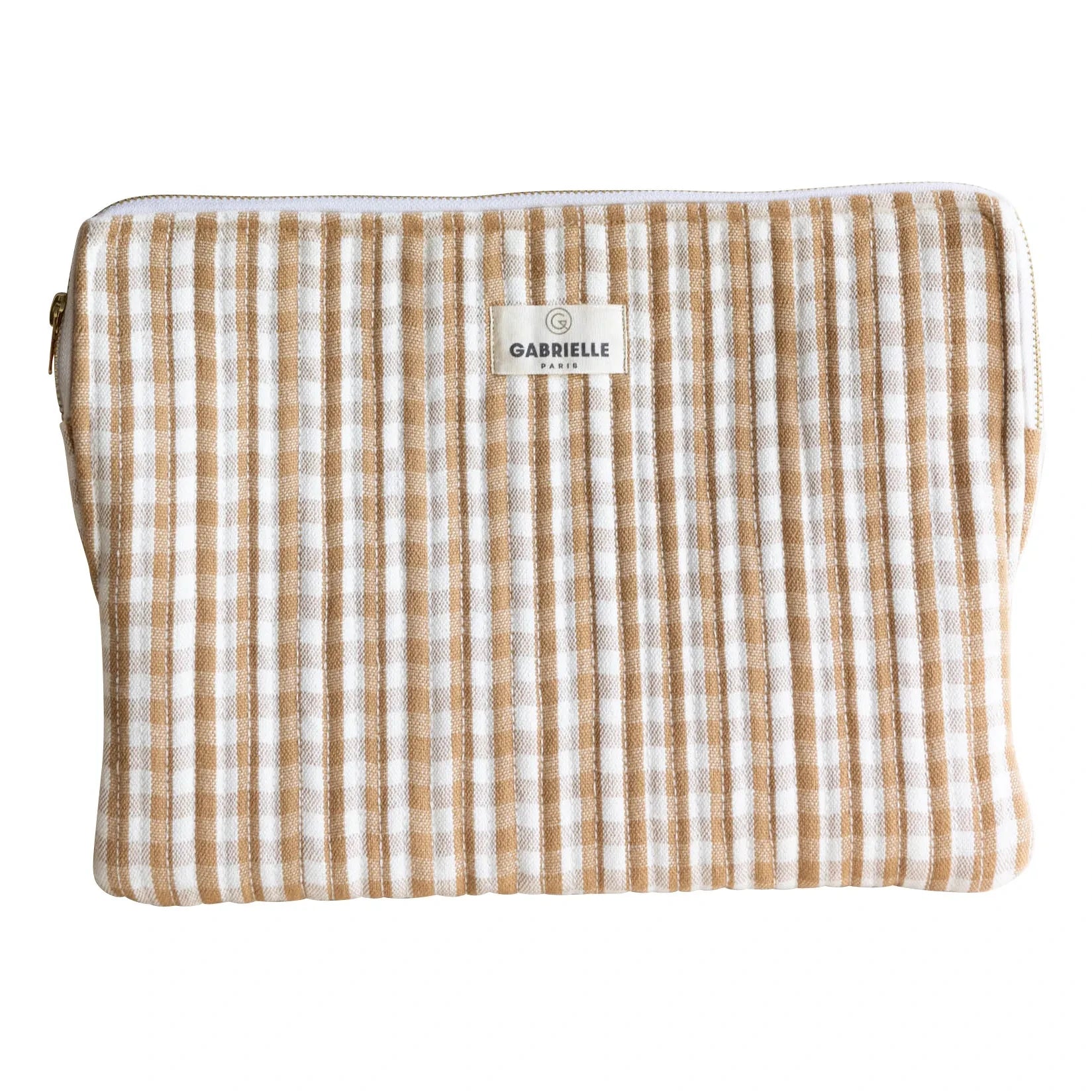 Gabrielle Paris - Gingham Laptop Sleeve | Camel