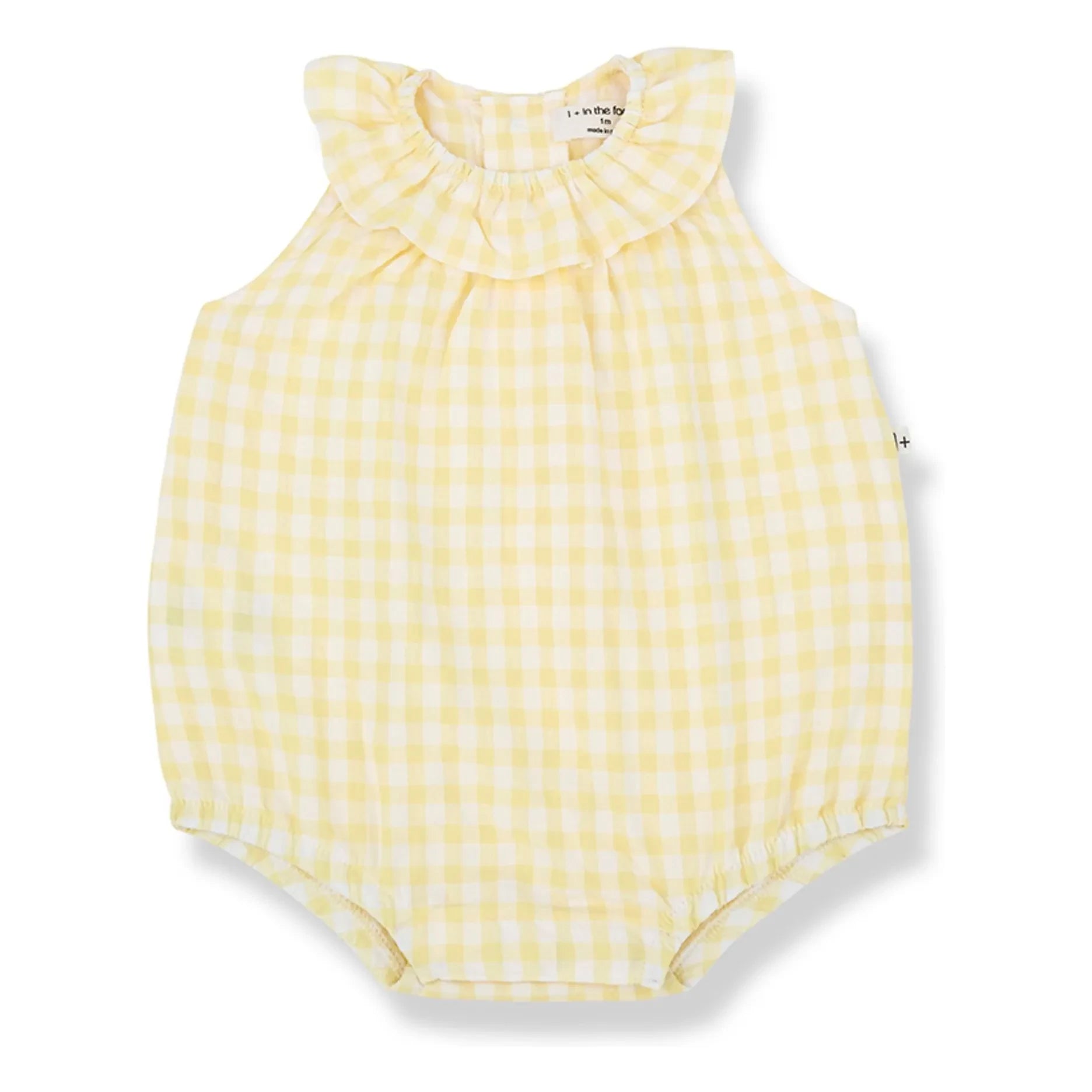 1+ in the family - Corfu Vichy Seersucker Overall | Light Yellow