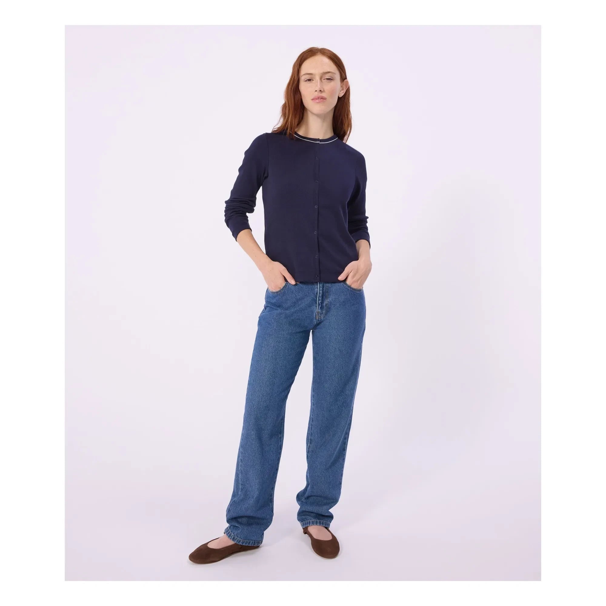 Petit Bateau - Strickjacke aus Cord | Marine