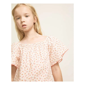 Búho - Seersucker Bluse mit Blumenmuster | Pfirsich
