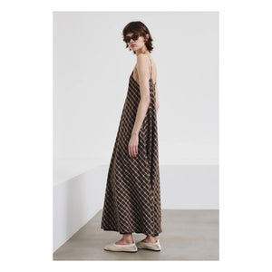 Pomandère - Cotton Check Dress | Chocolate