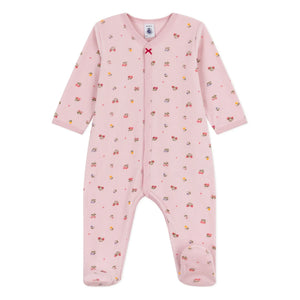 Petit Bateau - Çiçekli Organik Pamuklu Fiyonklu Pijama | Pembe