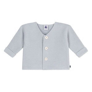 Petit Bateau - Organik Pamuk İnce Triko Hırka | Açık gri