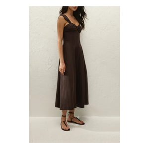 Faithfull the Brand - Pallida Leinen- und Baumwollkleid | Kaffee