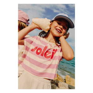 Mipounet - Gestreiftes T-Shirt aus Bio-Baumwolle Soleil | Rosa