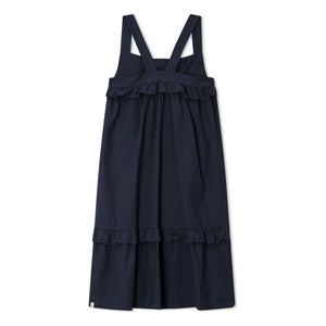 Matona - Halb-langes Rüschenkleid Bio-Baumwolle | Marineblau