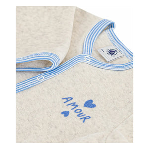 Petit Bateau – Schlafanzug „Amour“ aus Bio-Baumwolle | Heather Beige