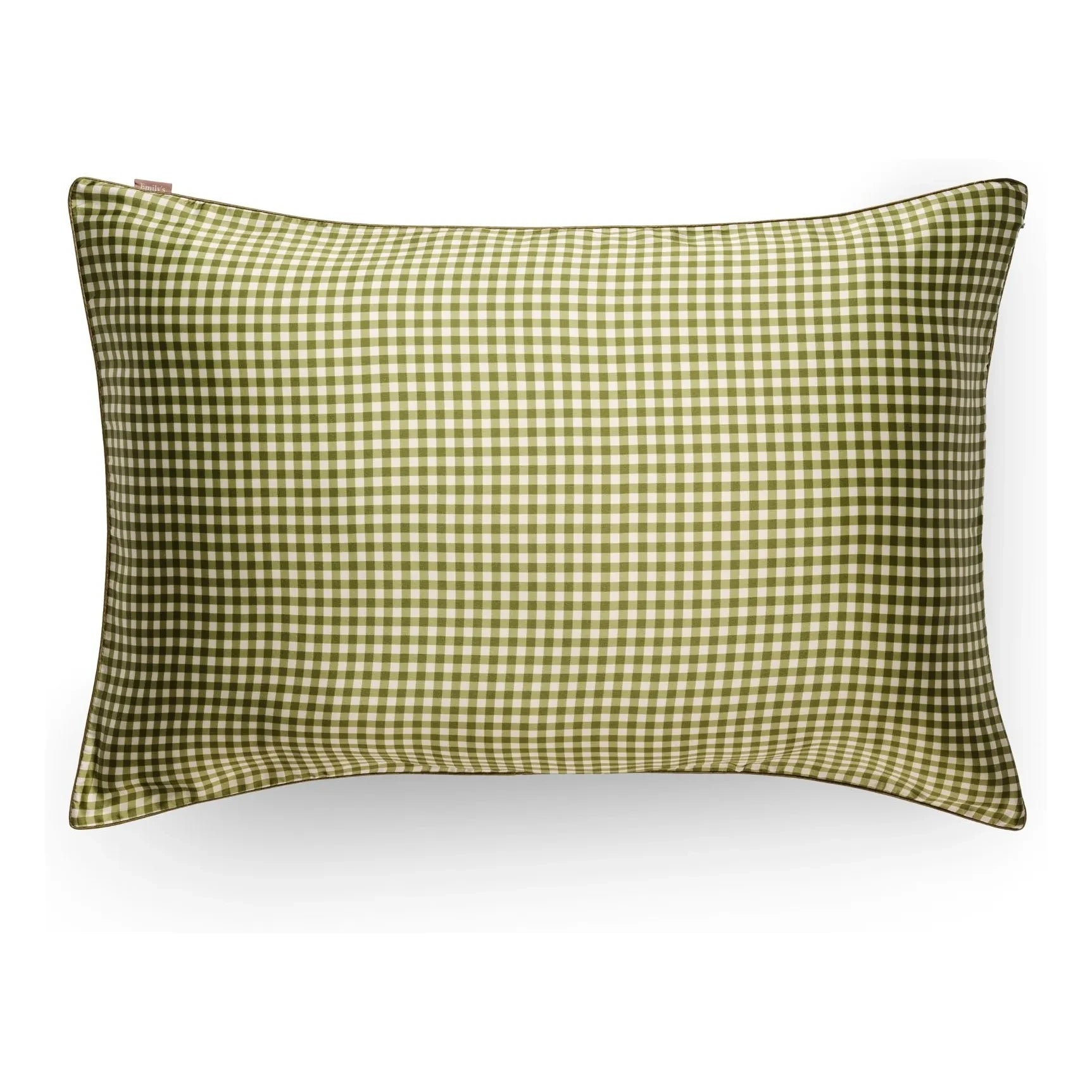 Emily's Pillow - Gingham Printed Mulberry Silk Pillowcase | Khaki