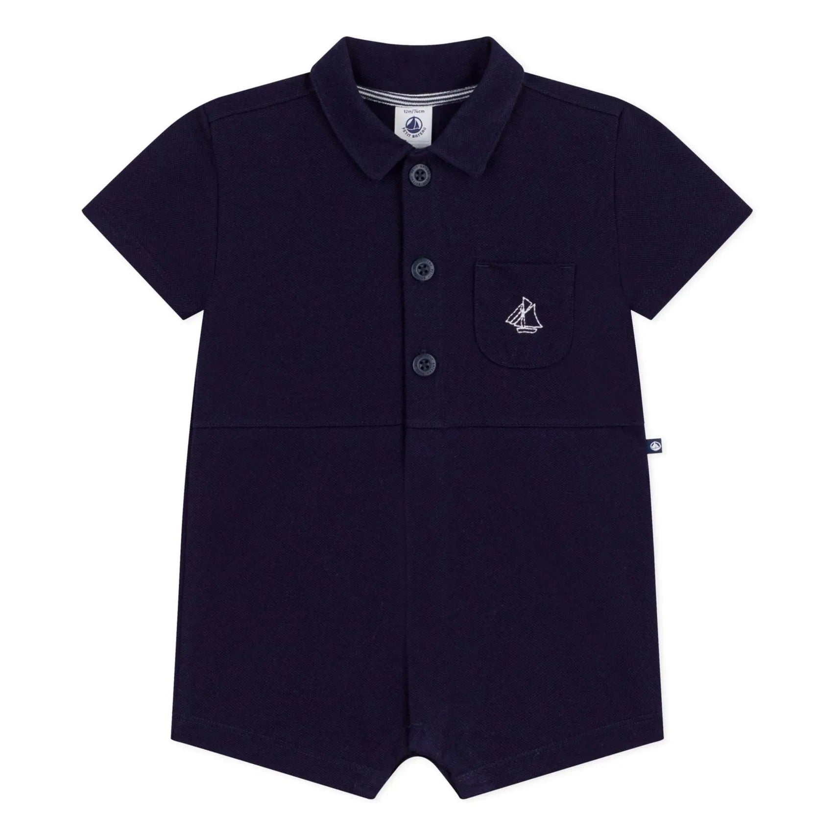 Petit Bateau - Spielanzug mit Polokragen | Dunkelblau