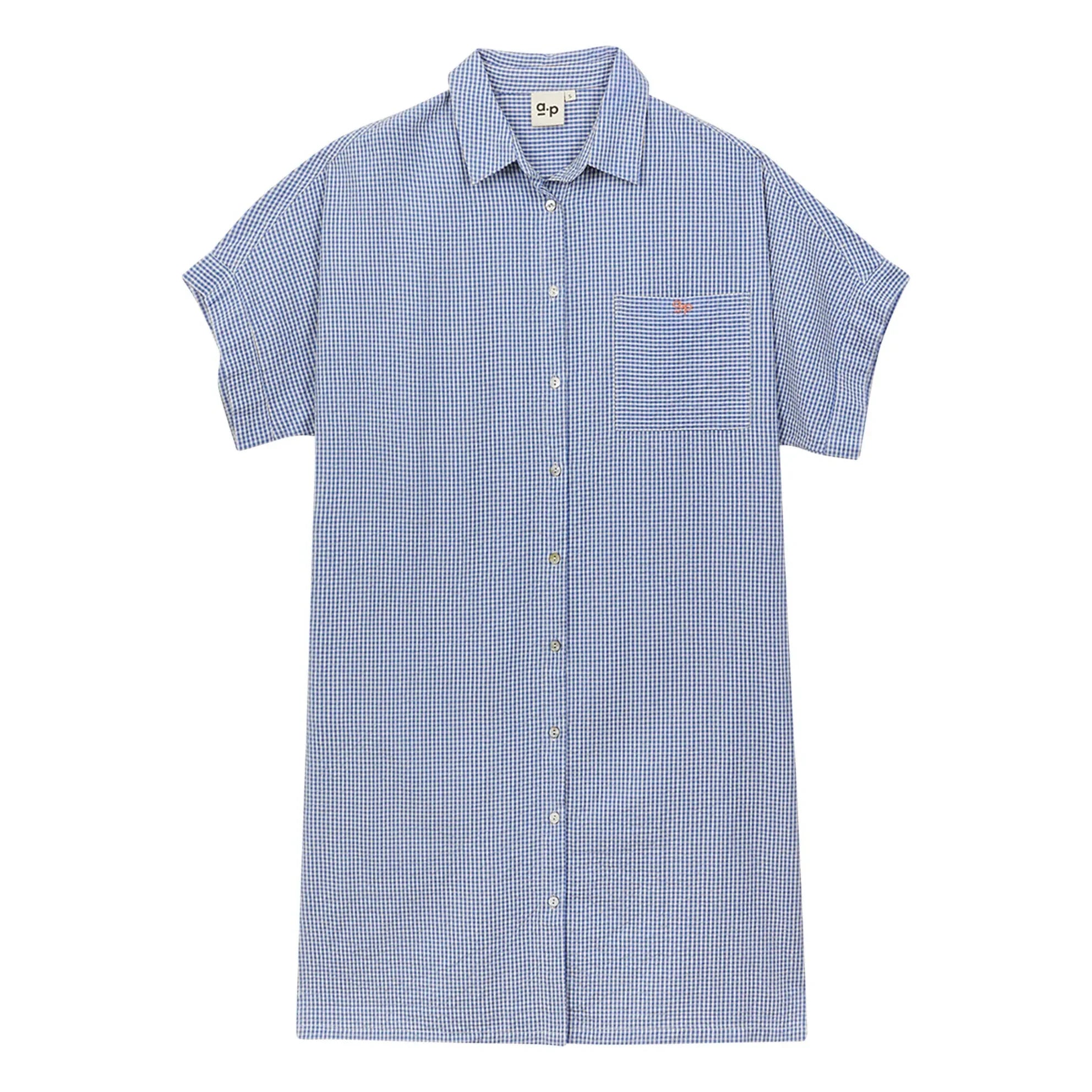 a.p - Cotton Gingham Shirt Dress | Blue Vichy Cotton